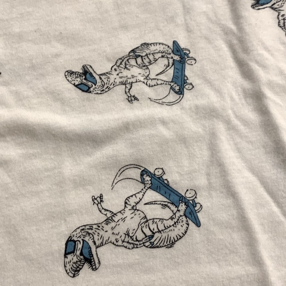 Bold Blue | White Short Sleeve T-Shirt Size 10 Skateboarding Dinosaur T-Rex - Picture 2 of 8